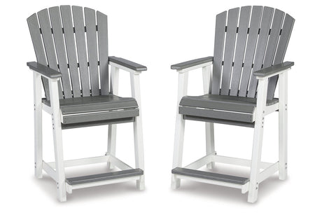 Transville Gray/White Outdoor Counter Height Barstool from Ashley - Luna Furniture