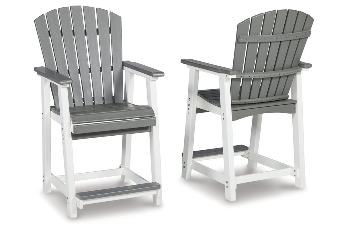 Transville Gray/White Outdoor Counter Height Barstool from Ashley - Luna Furniture