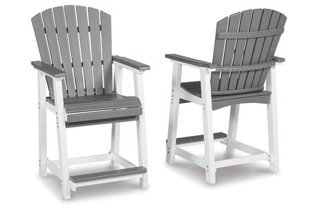 Transville Gray/White Outdoor Counter Height Barstool from Ashley - Luna Furniture