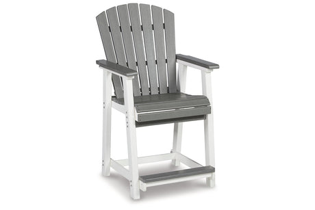 Transville Gray/White Outdoor Counter Height Barstool from Ashley - Luna Furniture