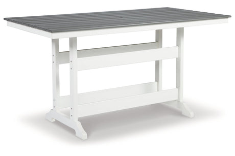 Transville Gray/White Outdoor Counter Height Dining Table from Ashley - Luna Furniture