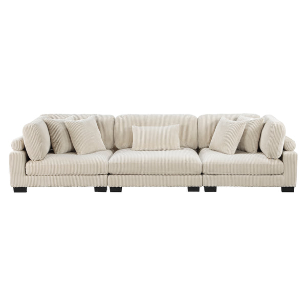 Traverse Beige Corduroy 3-Piece Sofa
