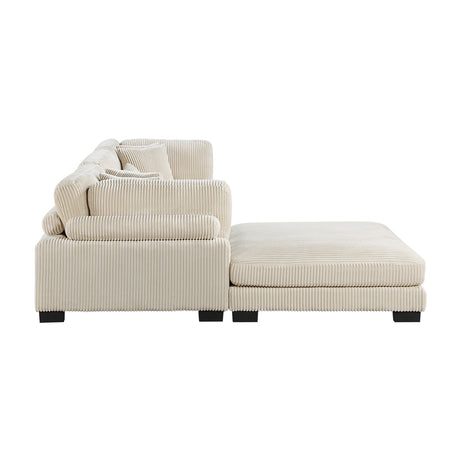Traverse Beige Corduroy 4-Piece Modular Sectional with Ottoman from Homelegance - Luna Furniture