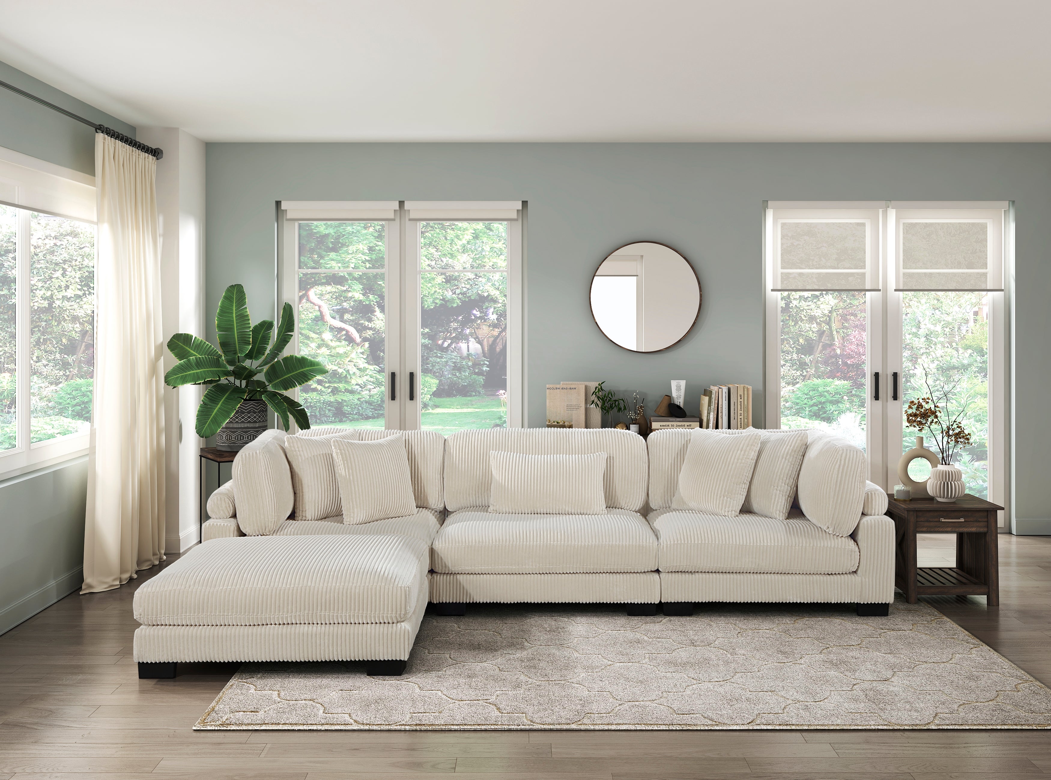 Traverse Beige Corduroy 4-Piece Modular Sectional with Ottoman from Homelegance - Luna Furniture