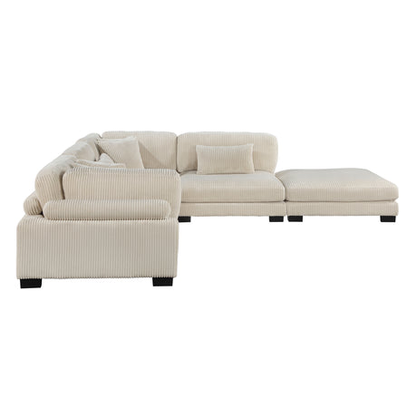 Traverse Beige Corduroy 5-Piece Modular Sectional with Ottoman from Homelegance - Luna Furniture