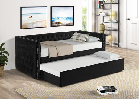 Trina Black Velvet Twin Daybed from Crown Mark - Luna Furniture