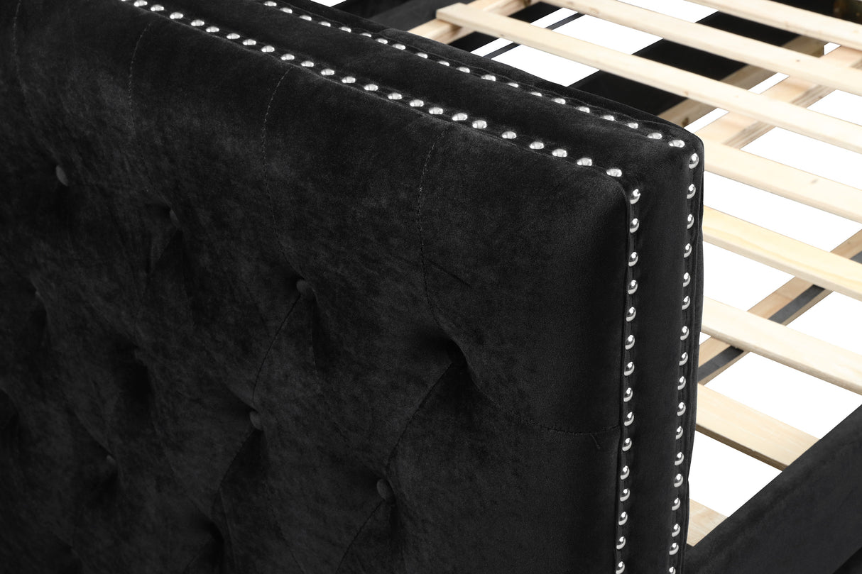 Trina Black Velvet Twin Daybed from Crown Mark - Luna Furniture