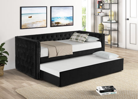 Trina Black Velvet Twin Daybed from Crown Mark - Luna Furniture