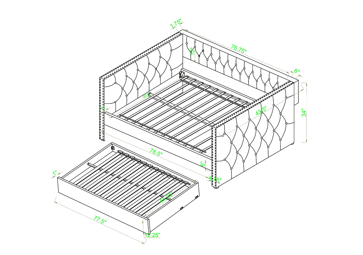 Trina Black Velvet Twin Daybed from Crown Mark - Luna Furniture
