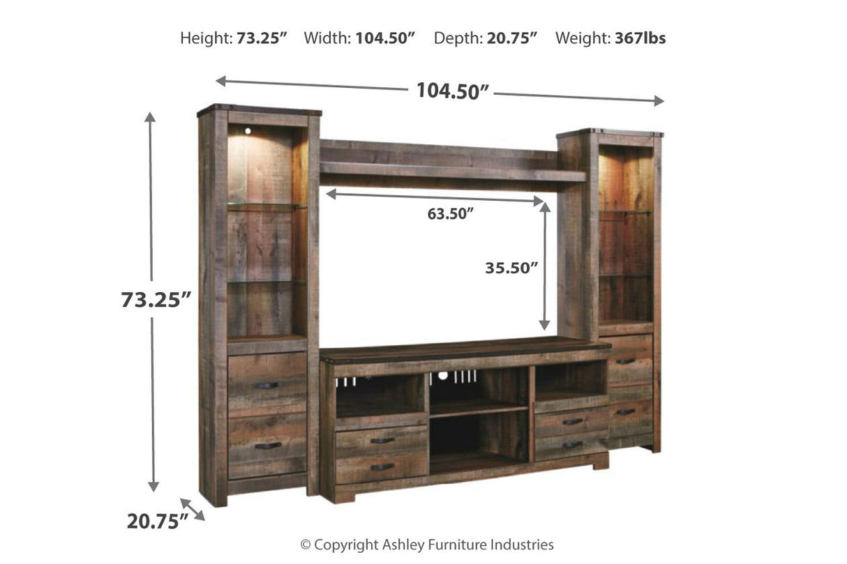 Trinell Brown 4-Piece Entertainment Center from Ashley - Luna Furniture