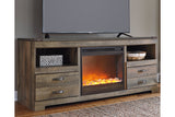 Trinell Brown 63" TV Stand with Electric Fireplace from Ashley - Luna Furniture