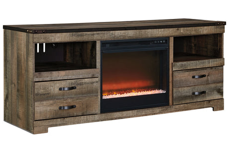 Trinell Brown 63" TV Stand with Electric Fireplace from Ashley - Luna Furniture