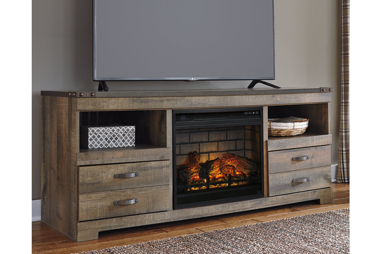 Trinell Brown 63" TV Stand with Electric Fireplace from Ashley - Luna Furniture