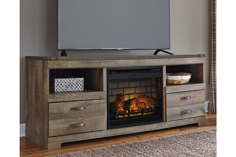 Trinell Brown 63" TV Stand with Electric Fireplace from Ashley - Luna Furniture