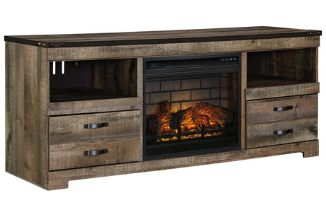 Trinell Brown 63" TV Stand with Electric Fireplace from Ashley - Luna Furniture