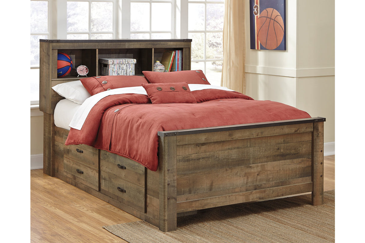 Trinell Brown Full Bookcase Storage Platform Bed with 2 Drawers from Ashley - Luna Furniture