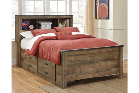 Trinell Brown Full Bookcase Storage Platform Bed with 2 Drawers from Ashley - Luna Furniture