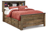 Trinell Brown Full Bookcase Storage Platform Bed with 2 Drawers from Ashley - Luna Furniture