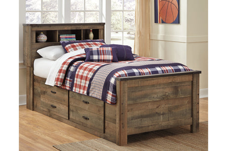 Trinell Brown Twin Bookcase Storage Platform Bed with 2 Drawers from Ashley - Luna Furniture
