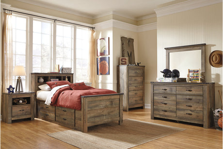 Trinell Brown Twin Bookcase Storage Platform Bed with 2 Drawers from Ashley - Luna Furniture