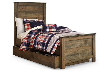 Trinell Brown Twin Storage Platform Bed with 1 Large Drawer from Ashley - Luna Furniture