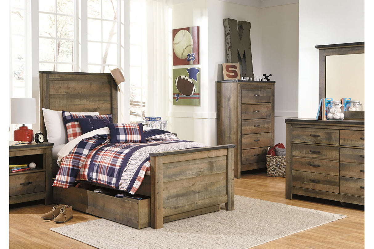Trinell Brown Twin Storage Platform Bed with 1 Large Drawer from Ashley - Luna Furniture