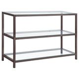 Trini Black Nickel Sofa Table with Glass Shelf from Coaster - Luna Furniture