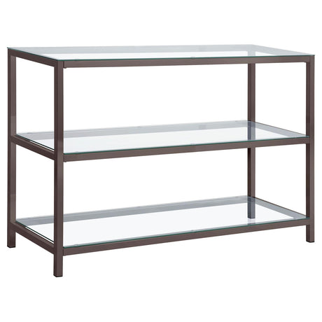 Trini Black Nickel Sofa Table with Glass Shelf from Coaster - Luna Furniture