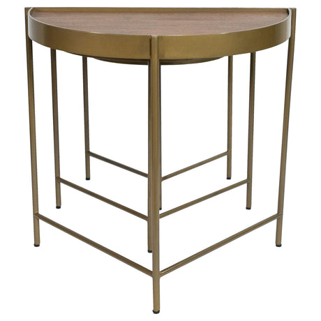 Tristen Brown and Gold 3-Piece Demilune Nesting Table With Recessed Top from Coaster - Luna Furniture