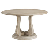 Trofello White Washed Round Dining Table with Curved Pedestal Base from Coaster - Luna Furniture