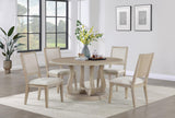 Trofello White Washed Round Dining Table with Curved Pedestal Base from Coaster - Luna Furniture