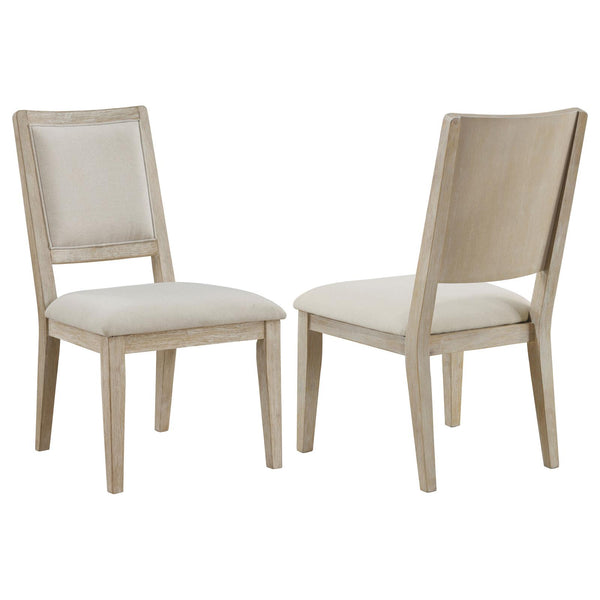 Trofello White Washed and Beige Upholstered Dining Side Chair, Set of 2