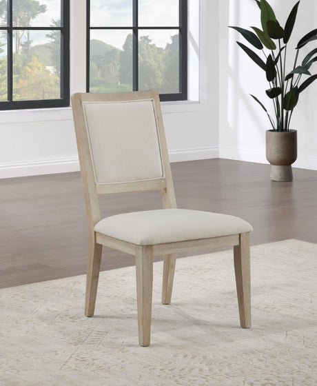 Trofello White Washed and Beige Upholstered Dining Side Chair, Set of 2 from Coaster - Luna Furniture