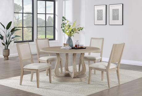Trofello White Washed and Beige Upholstered Dining Side Chair, Set of 2 from Coaster - Luna Furniture