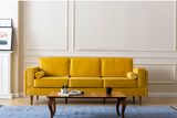 Troya Mustard Velvet Sofa With Reversible Cushions from Luna Furniture - Luna Furniture