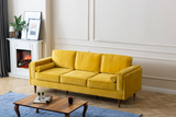 Troya Mustard Velvet Sofa With Reversible Cushions from Luna Furniture - Luna Furniture