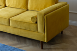 Troya Mustard Velvet Sofa With Reversible Cushions from Luna Furniture - Luna Furniture