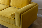 Troya Mustard Velvet Sofa With Reversible Cushions from Luna Furniture - Luna Furniture