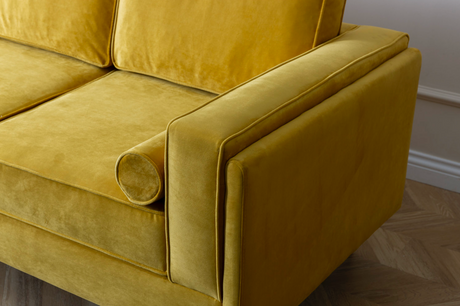 Troya Mustard Velvet Sofa With Reversible Cushions from Luna Furniture - Luna Furniture