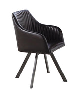 Tufted Black and Gunmetal Sloped Arm Swivel Dining Chair from Coaster - Luna Furniture