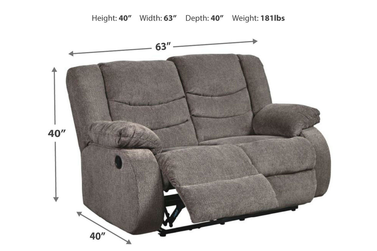 Tulen Gray Reclining Loveseat from Ashley - Luna Furniture