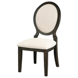 Twyla Dark Cocoa and Cream Upholstered Dining Chairs with Oval Back, Set of 2 from Coaster - Luna Furniture