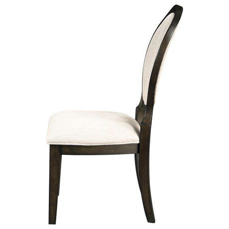 Twyla Dark Cocoa and Cream Upholstered Dining Chairs with Oval Back, Set of 2 from Coaster - Luna Furniture