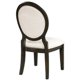 Twyla Dark Cocoa and Cream Upholstered Dining Chairs with Oval Back, Set of 2 from Coaster - Luna Furniture