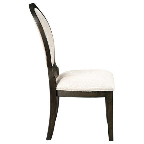 Twyla Dark Cocoa and Cream Upholstered Dining Chairs with Oval Back, Set of 2 from Coaster - Luna Furniture