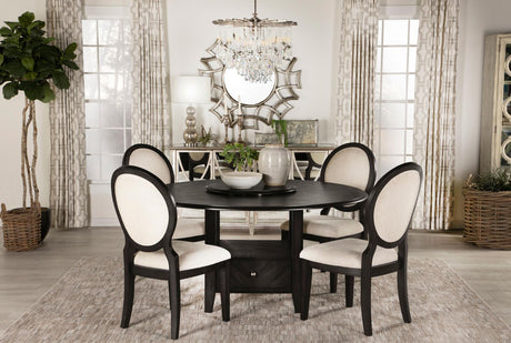 Twyla Dark Cocoa and Cream Upholstered Dining Chairs with Oval Back, Set of 2 from Coaster - Luna Furniture