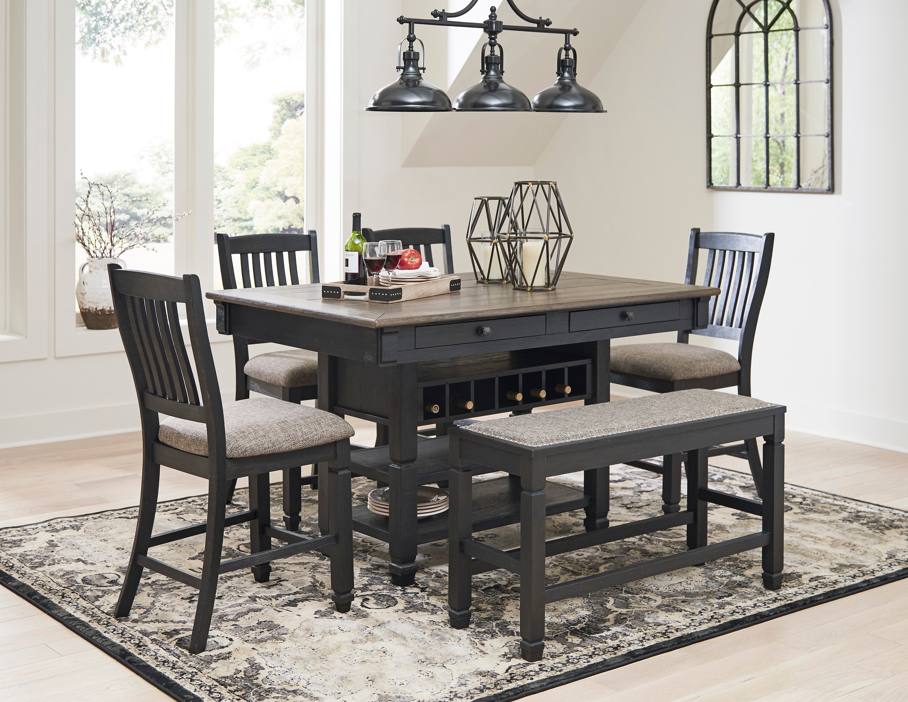 Tyler Creek Black-Gray Counter Height Set - Luna Furniture