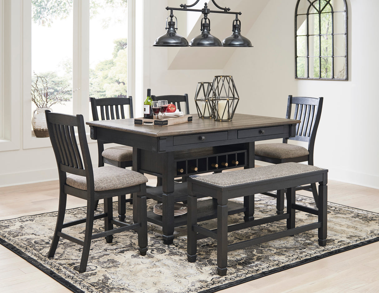 Tyler Creek Black/Grayish Brown Counter Height Set from Ashley - Luna Furniture