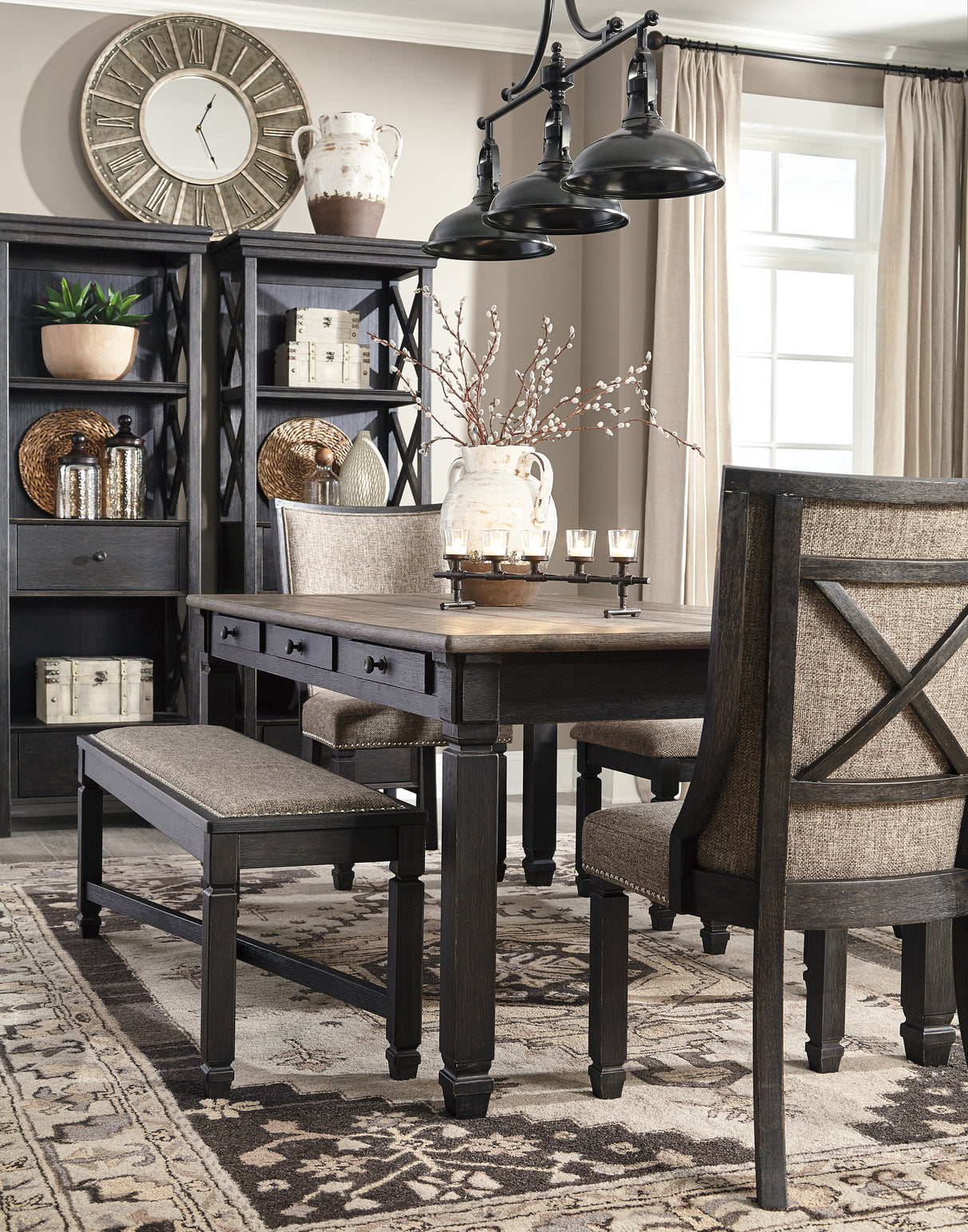 Tyler Creek Black/Grayish Brown Rectangular Dining Set from Ashley - Luna Furniture
