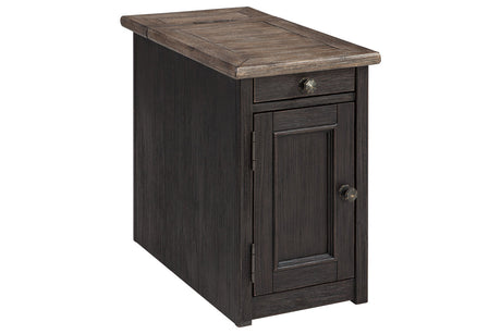Tyler Creek Grayish Brown/Black Chairside End Table with USB Ports & Outlets from Ashley - Luna Furniture
